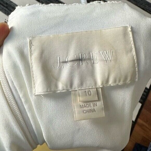 J. Crew Dress Womens White Lace Long Sleeve Midi Size 10 - Picture 6 of 9